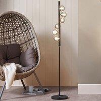 Ruma Elegant 6 Bulb Orb Retro Light Art Deco Retro Tall Metal Floor Light in Black
