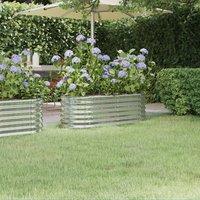 Berkfield Home Garden Raised Bed Powder-coated Steel 114x40x36 cm Silver | Size: 114 x 40 x 36 cm