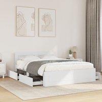 Berkfield Home Bed Frame with Headboard without Mattress White 120x200 cm | Size: Small Double