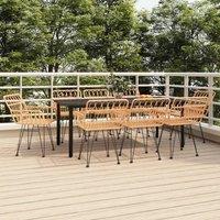 Berkfield Home 9 Piece Garden Dining Set Poly Rattan in Brown