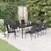 Berkfield Home 9 Piece Garden Dining Set Black