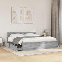 Berkfield Home Bed Frame with Headboard without Mattress Grey Sonoma 200x200 cm
