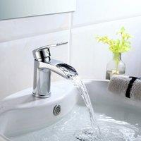 Nes Home Chrome Waterfall Basin Mono Mixer Tap & Waste in Silver