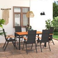 7 Piece Garden Dining Set Black and Brown