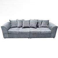 Monaco Chenille Fabric Long 4 Seater Sofa Scatter Back Curved Arm