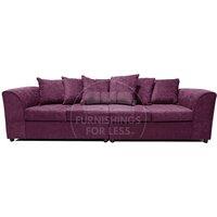 Monaco Chenille Fabric Long 4 Seater Sofa Scatter Back Curved Arm