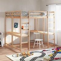 Loft Bed with Desk and Ladder 180x200 cm Super King Solid Wood Pine