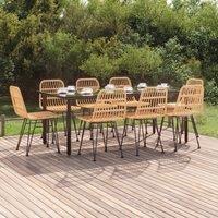 Berkfield Home 9 Piece Garden Dining Set Poly Rattan in Brown