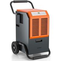 Costway 63L Commercial Dehumidifier Industrial Dehumidifier 5.5L Water Tank Portable in Grey