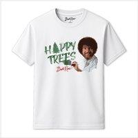 Bob Ross Men's Happy Trees T-Shirt in White | Size: Large