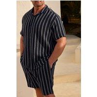 BadRhino Men's Elasticated Striped Shorts in Dark Navy | Size: 5-6XL