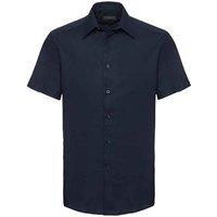 Russell Collection Men's Oxford Tailored Short-Sleeved Shirt in Navy | Size: 14.5 in