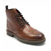 Thomas Crick Men's 'Nesser' Ankle Derby Leather Brogue Lace-Ups Boots in Tan | Size: 12