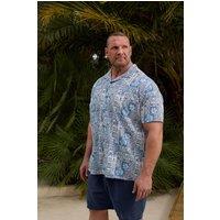 BadRhino Men's Turtle Print Revere Collar Shirt in Dark Blue | Size: 4XL