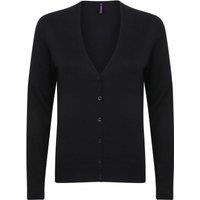 Henbury Women's V-Neck Button Up Cardigan in Black | Size: 2XS