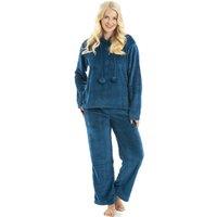 Camille Women's Supersoft Hooded Pyjama Set in Jade | Size: 10-12