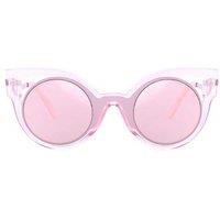 SVNX Women's Transparent Pink Sunglasses With Round Lenses & Cat Eye Frame