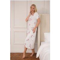 Camille Women's Luxury Floral Short Sleeve Nightdress in Pink | Size: 10-12