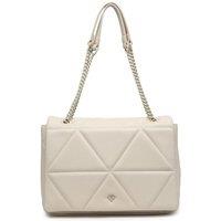 JFY Women's Flap Metal Chain Handle Shoulder Bag in Off-White