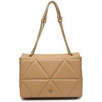 JFY Women's Flap Metal Chain Handle Shoulder Bag in Beige