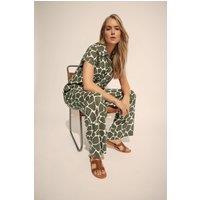 Long Tall Sally Women's Tall Giraffe Print Wide Leg Trousers in Light Khaki | Size: 22L