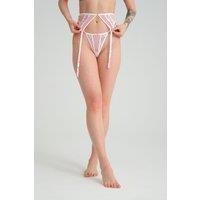 LINGERIE ROOM OFFICIAL Women's Sakura Thong & Suspender Belt in Baby Pink | Size: XL