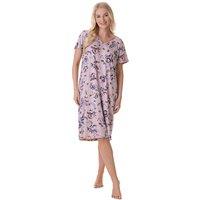 Camille Women's Lightweight Floral Print Nightdress in Mauve | Size: 14-16