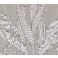 A.S. Creation Hygge Scandinavian Leaf Pattern Textured Linen Effect Wallpaper in Grey
