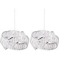 First Choice Lighting Set of 2 Clear Jewelled Layered Twist Ceiling Light Shades