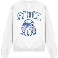 Disney Lilo & Stitch Brush Stroke Collegiate Adults Crew Sweatshirt, White | Size: 2XL