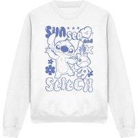 Disney Lilo & Stitch Sun Sea & Stitch Adults Crew Sweatshirt, White | Size: XL
