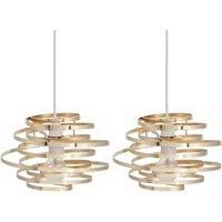 First Choice Lighting Set of 2 Gold Metal Swirl Easy Fit Light Shades