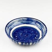 Selbrae House Ceramic Serving Bowl - Medium - Stripe in Blue