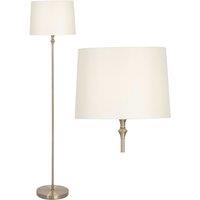 First Choice Lighting Antique Brass Floor Lamp with Cream Shade in Gold