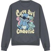 Disney Lilo & Stitch Cute But Chaotic Adults Crew Sweatshirt, Charcoal | Size: Small