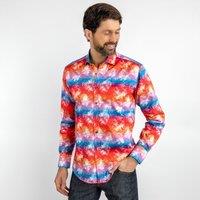 CLAUDIO LUGLI Men's Red Tie Dye Skulls Print Shirt | Size: XL