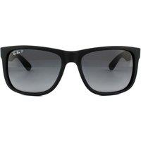 Ray-Ban Men's Rectangle Black Rubber Grey Gradient Polarized Justin 4165 Sunglasses