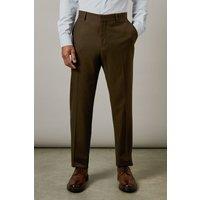Khaki Tweed Look Tailored Fit Suit Trousers