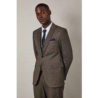 Burton Men's Light Brown Tweed Look Herringbone Tailored Jacket | Size: 44R