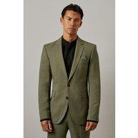 Burton Men's Khaki Textured Slim Fit Suit Jacket | Size: 46R