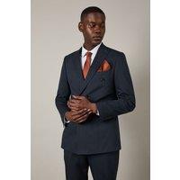 Burton Men's Navy Pinstripe Double Breasted Jacket | Size: 36R