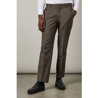 Light Brown Tweed Look Herringbone Tailored Trousers