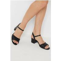 Long Tall Sally Women's Woven Strap Block Heels in Black | Size: 7
