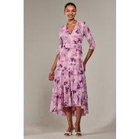 Jolie Moi Women's Mesh Wrap Midaxi Dress in Light Pink | Size: 14