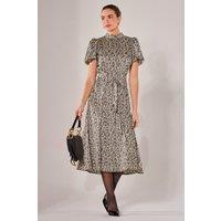 Jolie Moi Women's Puff Sleeve Tie Waist Midi Dress | Size: 12