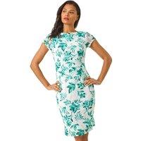 Roman Women's Floral Lace Stretch Shift Dress in Green | Size: 14