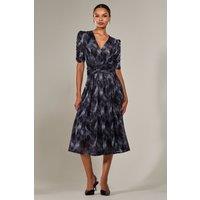 Jolie Moi Women's Ruched Sleeve Mesh Maxi Dress in Dark Grey | Size: 12