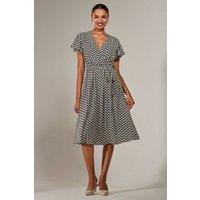 Jolie Moi Women's Short Sleeve Side Tie Midi Dress in Light Pink | Size: 14