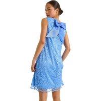 Roman Women's Petite Bow Back Lace Shift Dress in Blue | Size: 12