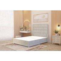 Somnior Chambery Divan Bed Frame with Floor Standing Headboard Plush Velvet in Silver | Size: Single